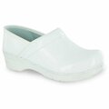 Sanita PROFESSIONAL Patent Leather Women's Closed Back Clog in White, Size 8.5-9, PR 457406W-001-40